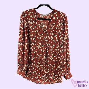 LUSH Leopard Print Blouse Brown Black Cream 1X